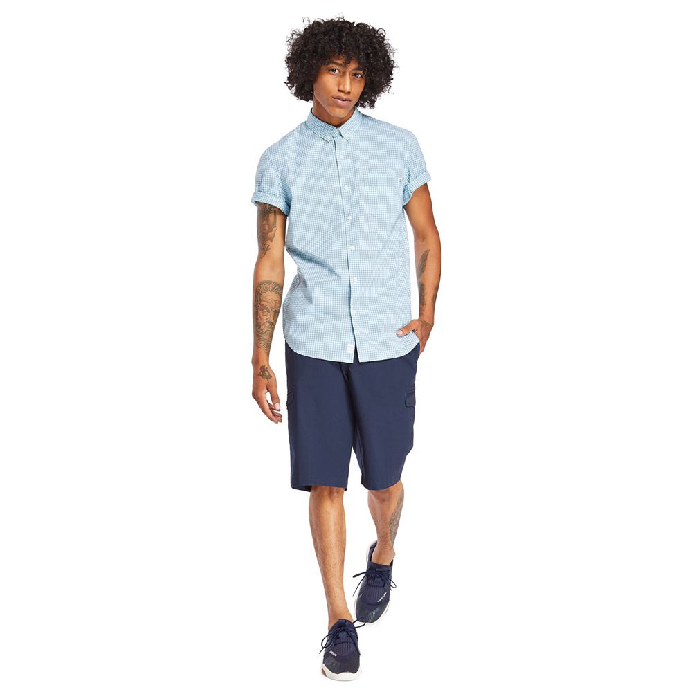 Timberland Mens Shirts Eastham River Slim Fit Gingham - Blue - India NC6238451